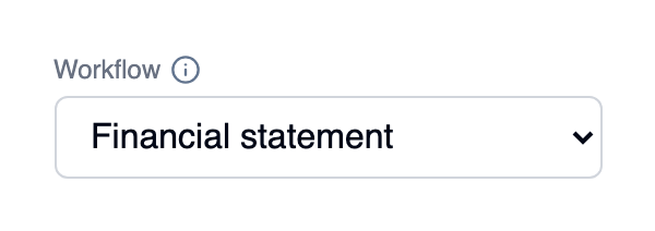 The Workflow field set to Financial statement